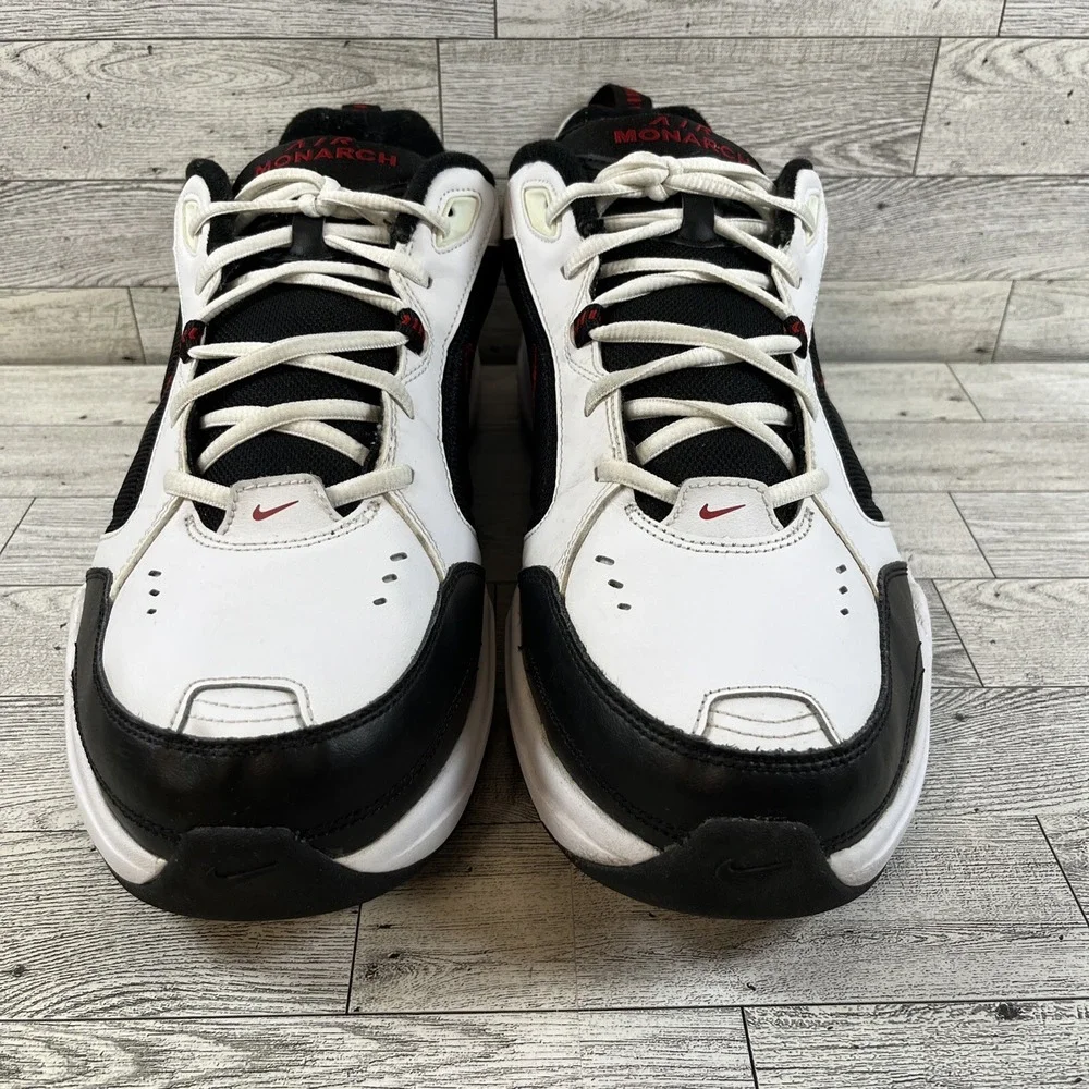 Nike Air Monarch IV White Black Red Athletic Shoes 416355-101 Men Size‎ 13